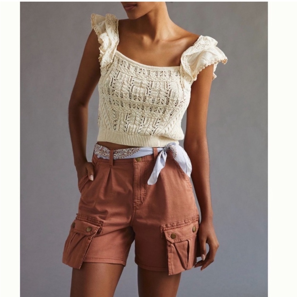 Anthropologie Pilcro Cargo Bermuda Shorts 28 Copper